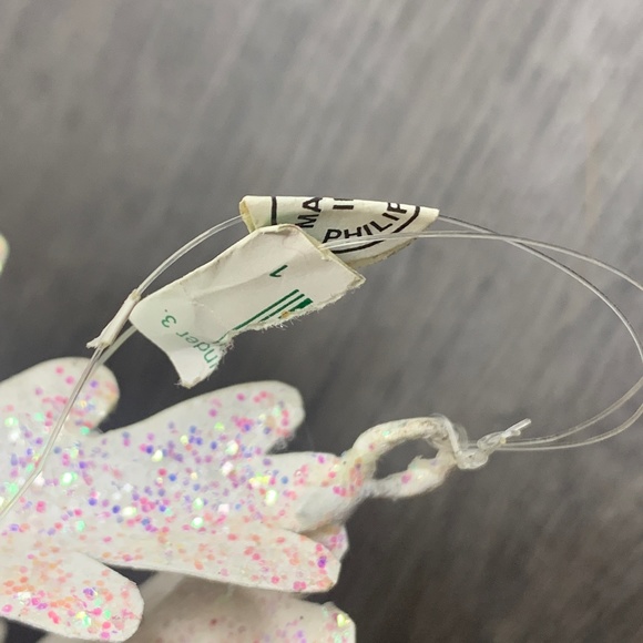 White snowflake Ornament, pink purple glitter shine sparkle, holiday decorations - Picture 13 of 15